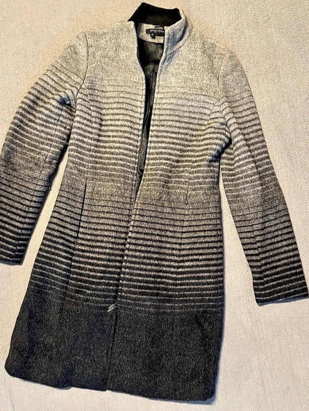 Etcetera Striped Gray & Black Coat